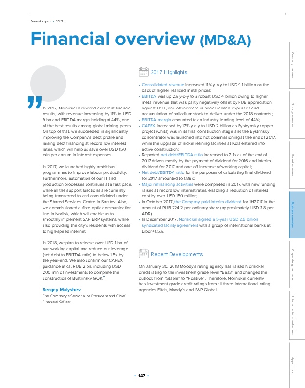 Financial overview (MD&A)